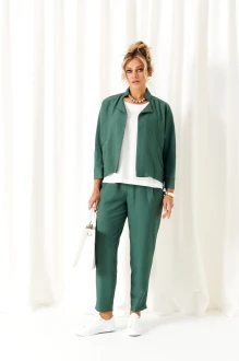 Брючный костюм Beautiful&Free 6457 тройка бутылочно-зелёный