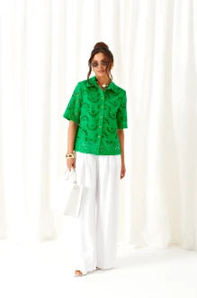 Брючный костюм Beautiful&Free 6463 двойка белый, зеленый