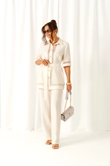 Брючный костюм Beautiful&Free 6461 двойка белый