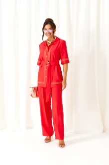 Брючный костюм Beautiful&Free 6461 двойка красный