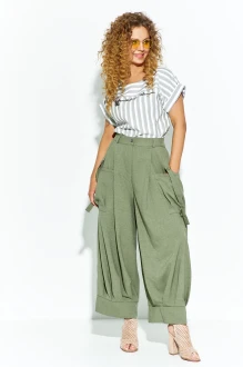 Брючный костюм Euromoda 689 двойка хаки, полоска