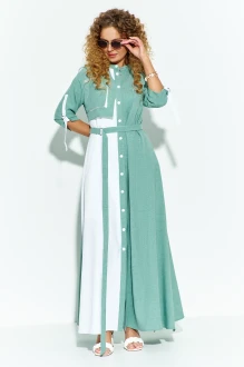Платье Euromoda 691 бирюзовый, белый