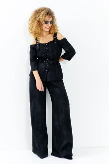 Брючный костюм Euromoda 713 двойка черный меланж