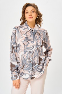 Блузка Swallow 884 бежево-голубой принт