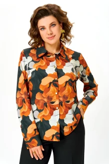 Блузка Swallow 884 .1 Чёрно-рыжий принт