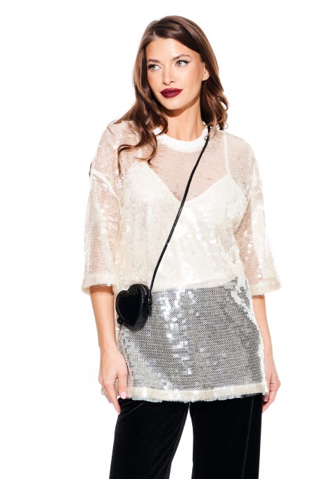 Блузка ELLETTO LIFE 3936 молочный размер 46-54 #2