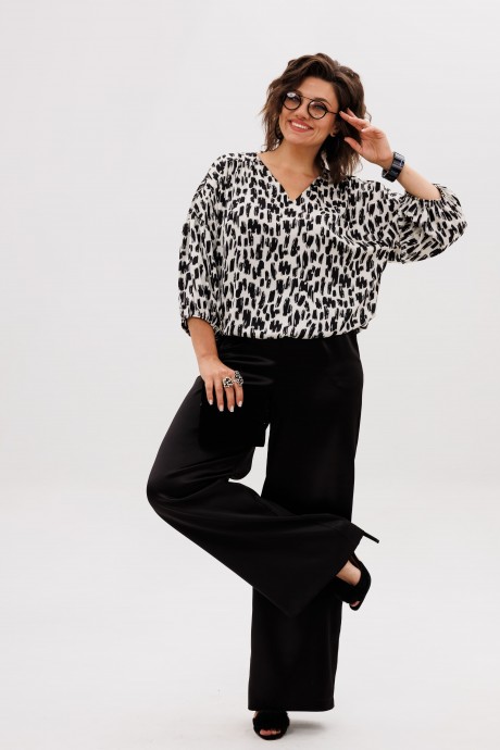 Блузка Anelli 1676.1 черно-белый размер 50-62 #3