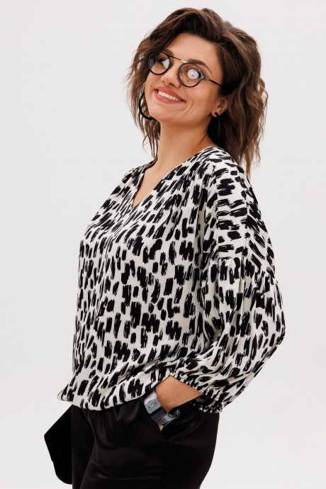Блузка Anelli 1676.1 черно-белый размер 50-62 #8