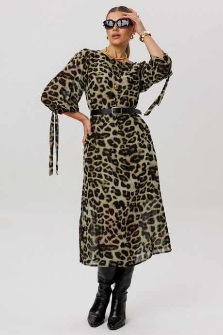 Платье Anelli 1733 зеленый леопард размер 50-62 #1