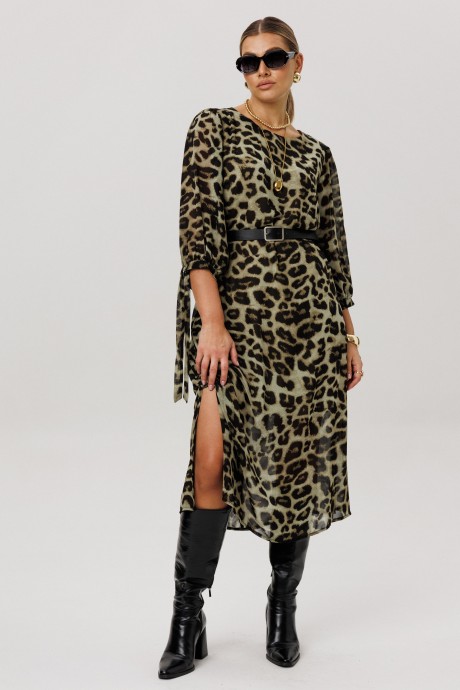 Платье Anelli 1733 зеленый леопард размер 50-62 #2