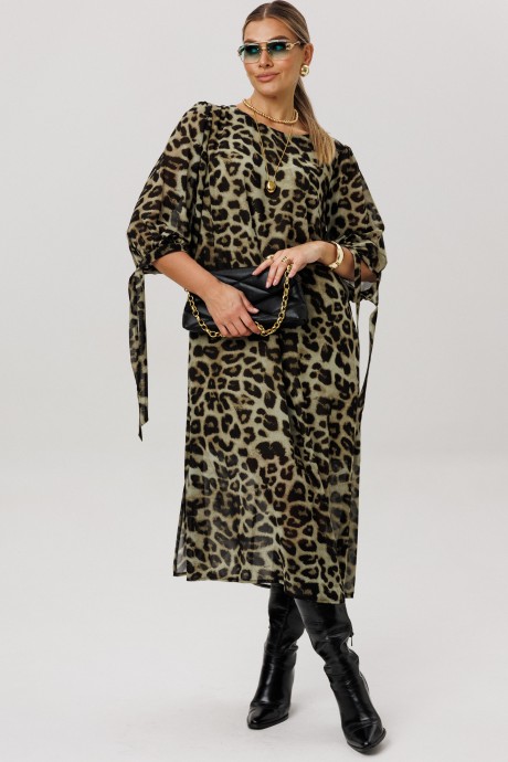 Платье Anelli 1733 зеленый леопард размер 50-62 #5