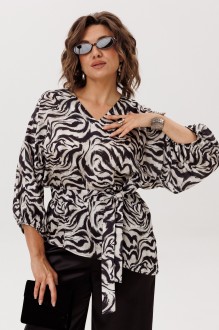 Блузка Anelli 1665 бежевый с черным