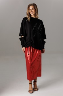 Юбочный костюм Ларс Стиль 1187 двойка черный, красный