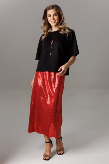 Юбочный костюм Ларс Стиль 1186 двойка черный, красный