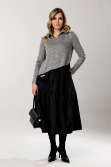 Платье Ларс Стиль 1204 серый меланж, черный