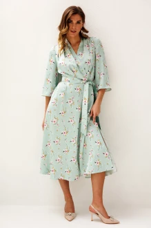 Платье Ларс Стиль 1213 мятное, цветочный принт