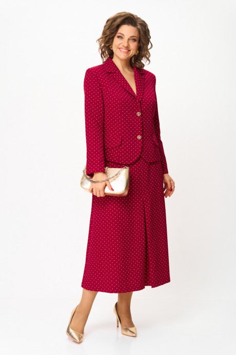 Костюм/комплект Svetlana-Style 2140 бордовый, горох размер 50-60 #4