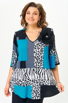 Блузка Svetlana-Style 5036 голубой, черно-белый