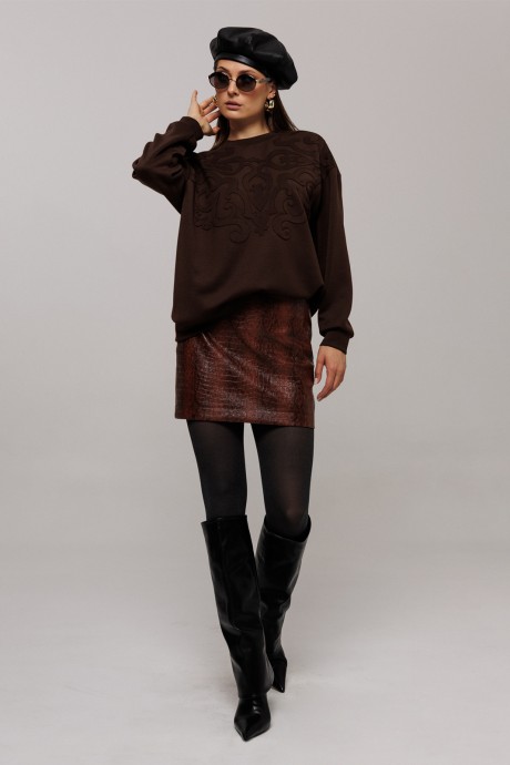 Юбка Buter 3216 коричневый размер 42-48 #4