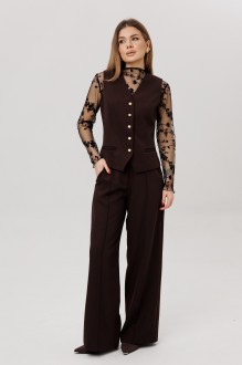 Брючный костюм AmberA Style 3019 тройка шоколад