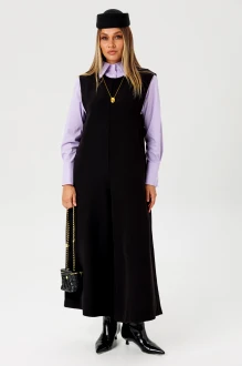 Брючный костюм AmberA Style 2178 двойка черный, лаванда