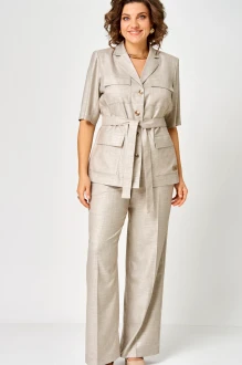 Брючный костюм БелЭльСтиль 837+601 двойка бежевый