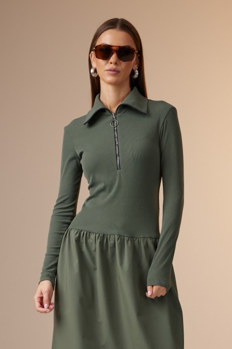 Платье N.O.W. 1621 хаки размер 42-52 #3