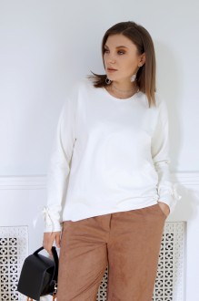 Джемпер (кофта) BegiModa 4009 молочный с молочными лентами