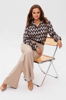 Блузка MisLana 1257 бежевый, черный