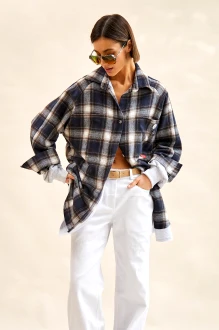 Рубашка RIVOLI 2473 серый меланж, синий