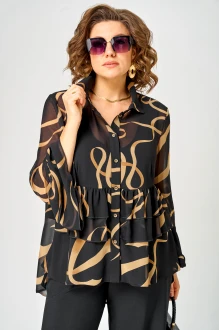 Блузка EVA GRANT 7221 принт ленты