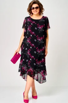 Платье EVA GRANT 7236 черное, фуксия