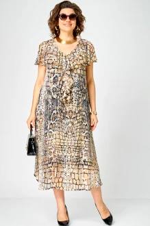 Платье EVA GRANT 7234 бежевое, принт питон
