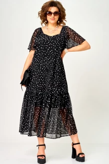 Платье EVA GRANT 7246 черное, горох