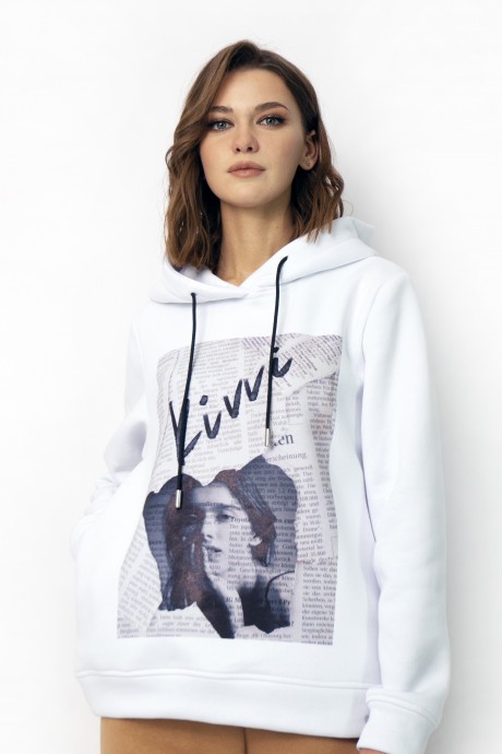 Джемпер (кофта) KIVVIWEAR 4055 06 Белый/кэмл размер 42-52 #2