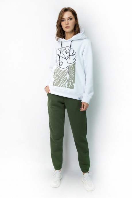 Джемпер (кофта) KIVVIWEAR 4055 09 Белый/хаки размер 42-52 #4