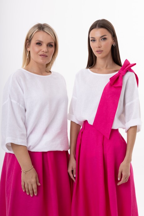 Блузка KIVVIWEAR 4316 11 белый, фуксия размер 42-56 #1
