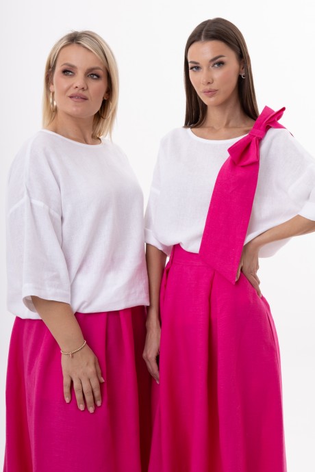 Блузка KIVVIWEAR 4316 11 белый, фуксия размер 42-56 #3