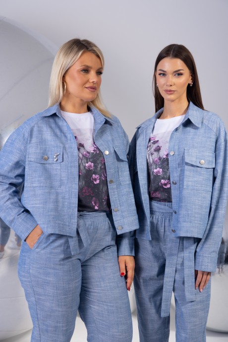 Жакет (пиджак) KIVVIWEAR 4323 03 голубой размер 42-56 #6