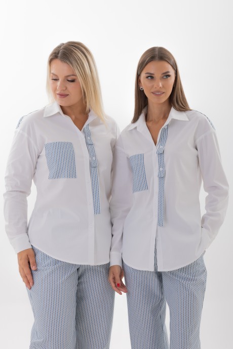 Блузка KIVVIWEAR 4340 01 белый, синий размер 42-58 #1