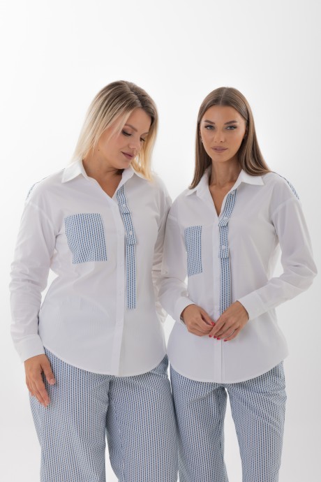 Блузка KIVVIWEAR 4340 01 белый, синий размер 42-58 #2