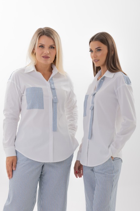 Блузка KIVVIWEAR 4340 01 белый, синий размер 42-58 #3