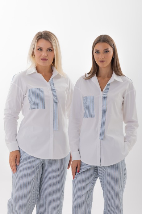 Блузка KIVVIWEAR 4340 01 белый, синий размер 42-58 #4