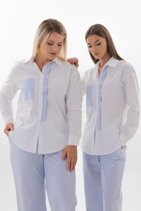 Блузка KIVVIWEAR 4340 03 белый, голубой размер 42-58 #1