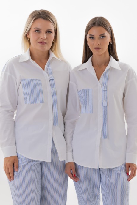 Блузка KIVVIWEAR 4340 03 белый, голубой размер 42-58 #2