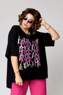 Джемпер (кофта) Larini 082 ONE SIZE черный, фуксия
