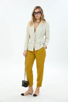 Брючный костюм LM К110145 молочный, горчица