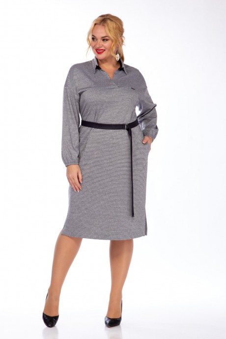 Платье Сибон 287 серый, черный пояс размер 54-58 #1