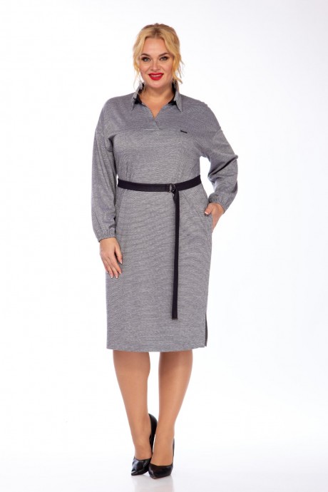 Платье Сибон 287 серый, черный пояс размер 54-58 #2