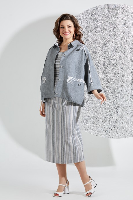Костюм Mira Fashion 5544 двойка серый в полоску размер 58-64 #1